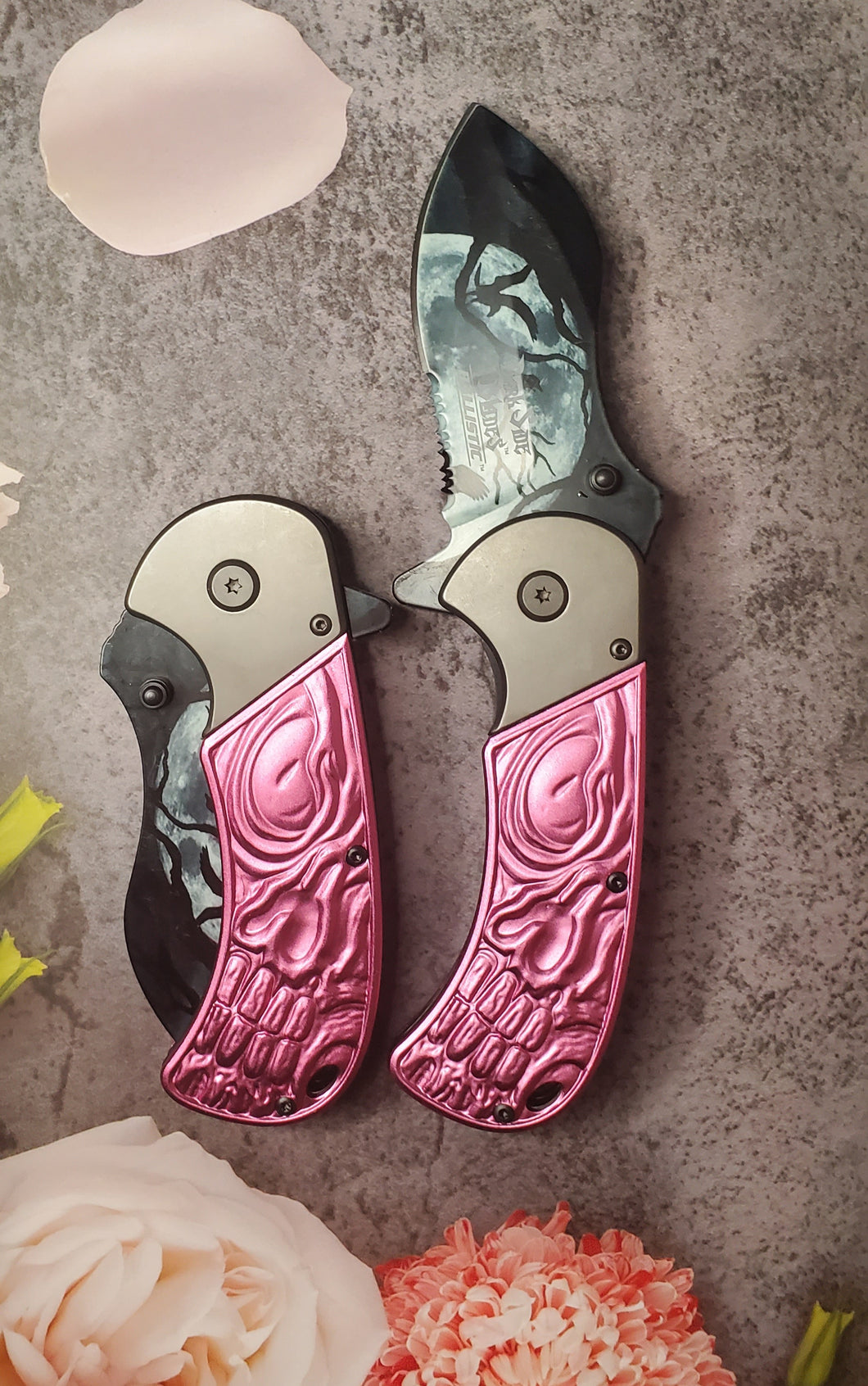 pink skull and moon knife
