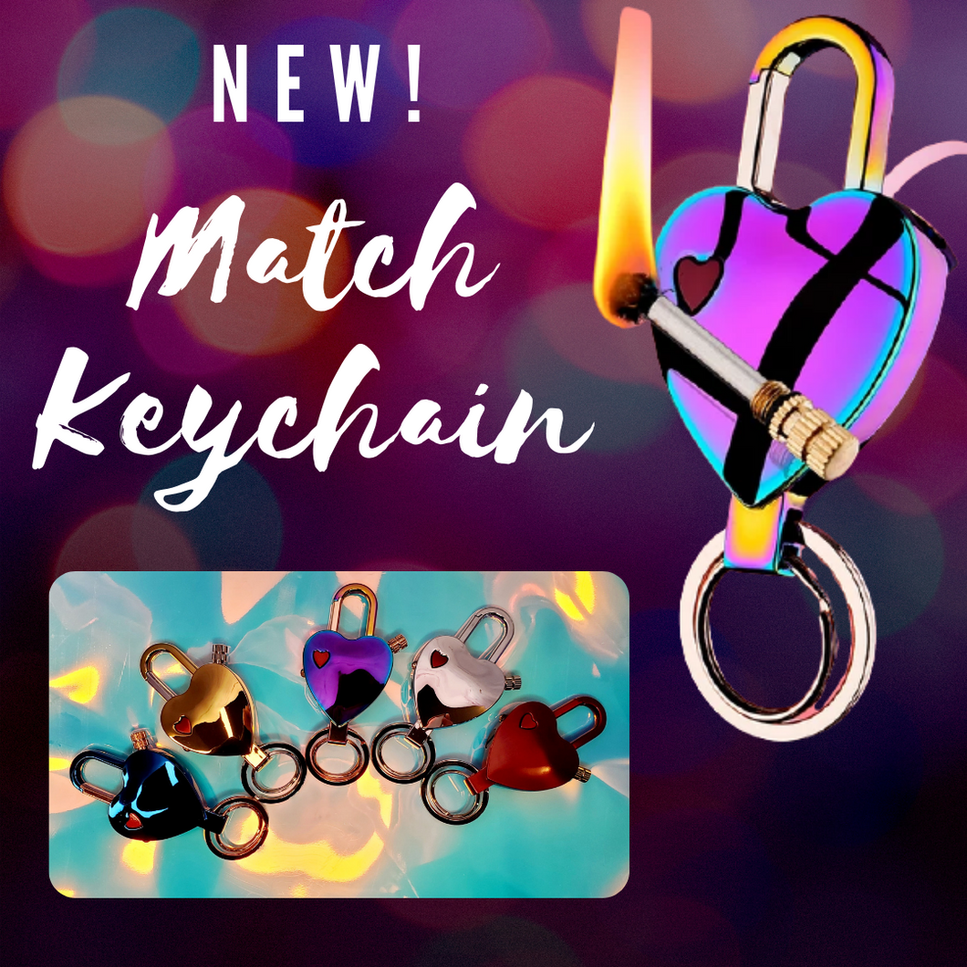 Heart Shape flint lighter match Keychain